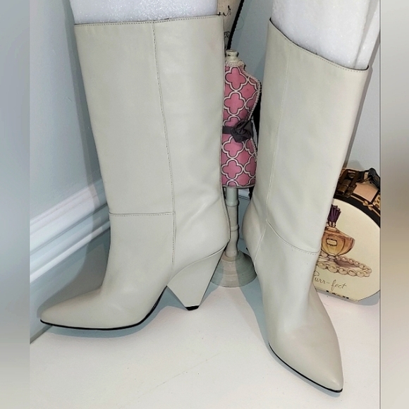Reiss Shoes - Reiss Ivory Jax Calf Length Leather Boots Size 9 Pre-owned